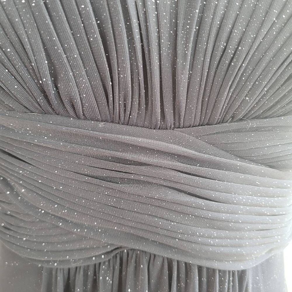 Alex Evenings 6 dark grey glitter shimmer formal dress prom babydoll cut open ba - Picture 5 of 14